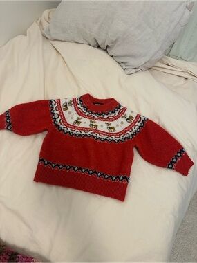 Monoprix deer trim kids Christmas sweater